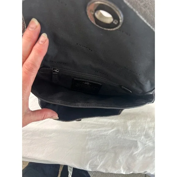 COACH Rhyder Crossbody Bag Metallic Pewter Pebbled Leather 34232 - Picture 7 of 12